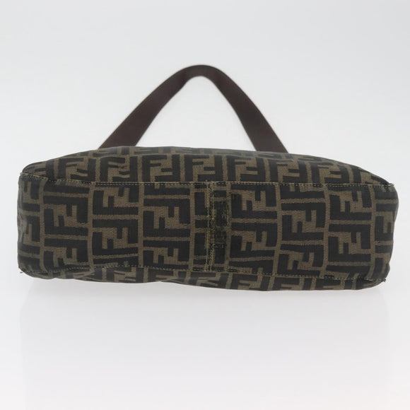 FENDI Zucca Canvas Shoulder Bag Black Brown Auth BSZ546