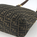 FENDI Zucca Canvas Shoulder Bag Black Brown Auth BSZ546-11