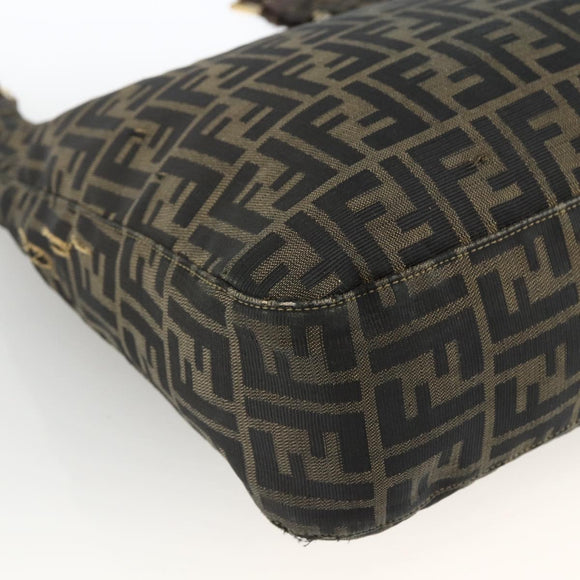 FENDI Zucca Canvas Shoulder Bag Black Brown Auth BSZ546