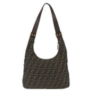 FENDI Zucca Canvas Shoulder Bag Black Brown Auth BSZ546-3
