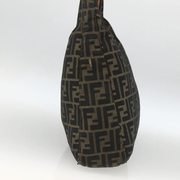 FENDI Zucca Canvas Schultertasche Schwarz Braun Auth BSZ546
