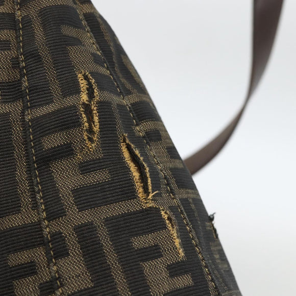 FENDI Zucca Canvas Shoulder Bag Black Brown Auth BSZ546