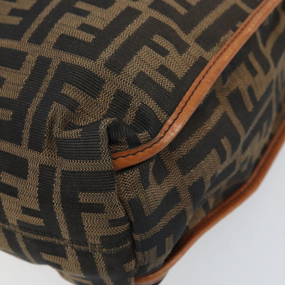FENDI Zucca Canvas Draagtas Zwart Bruin Origineel BSZ547A
