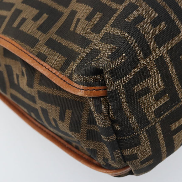 FENDI Zucca Canvas Draagtas Zwart Bruin Origineel BSZ547A