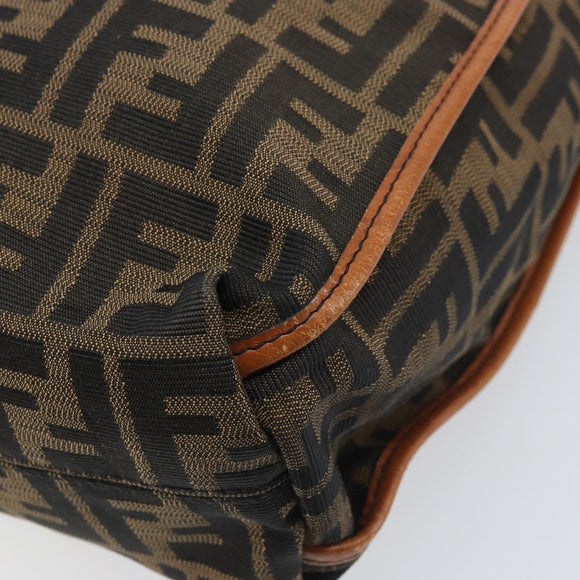 FENDI Zucca Canvas Draagtas Zwart Bruin Origineel BSZ547A