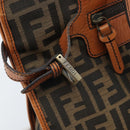 FENDI Zucca Canvas Draagtas Zwart Bruin Origineel BSZ547A-18