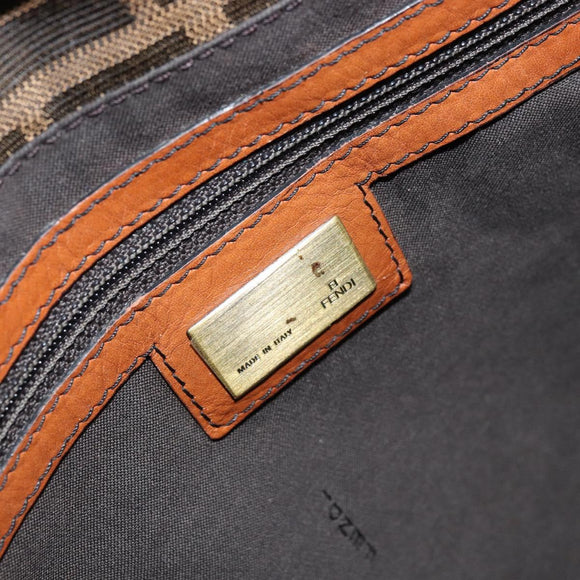 FENDI Zucca Canvas Draagtas Zwart Bruin Origineel BSZ547A