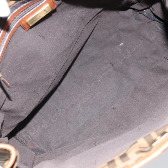 FENDI Zucca Canvas Draagtas Zwart Bruin Origineel BSZ547A