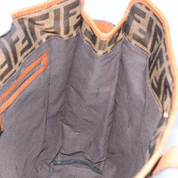 FENDI Zucca Canvas Draagtas Zwart Bruin Origineel BSZ547A