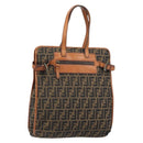 FENDI Zucca Canvas Draagtas Zwart Bruin Origineel BSZ547A-1