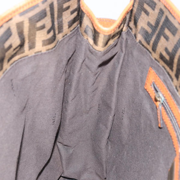 FENDI Zucca Canvas Draagtas Zwart Bruin Origineel BSZ547A