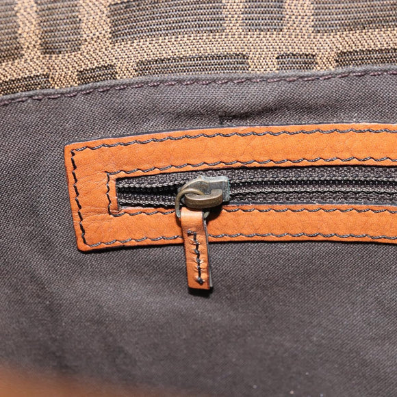 FENDI Zucca Canvas Draagtas Zwart Bruin Origineel BSZ547A