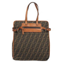 FENDI Zucca Canvas Draagtas Zwart Bruin Origineel BSZ547A-13