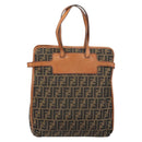 FENDI Zucca Canvas Draagtas Zwart Bruin Origineel BSZ547A-2