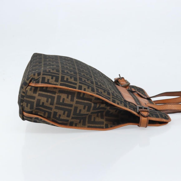 FENDI Zucca Canvas Draagtas Zwart Bruin Origineel BSZ547A
