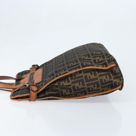 FENDI Zucca Canvas Draagtas Zwart Bruin Origineel BSZ547A