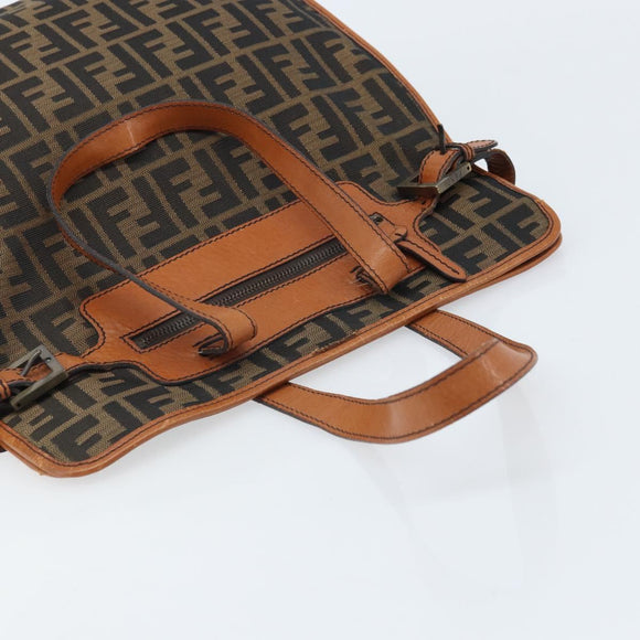 FENDI Zucca Canvas Draagtas Zwart Bruin Origineel BSZ547A