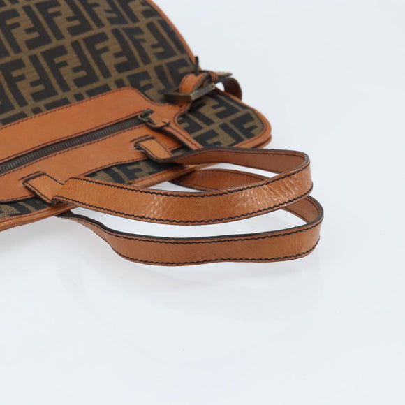 FENDI Zucca Canvas Draagtas Zwart Bruin Origineel BSZ547A