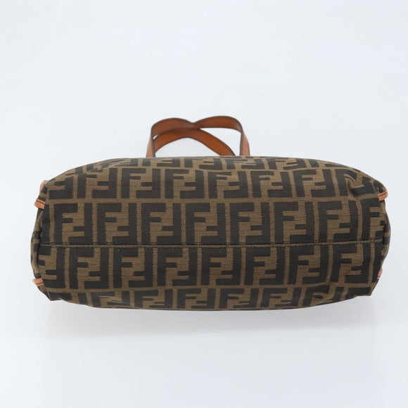 FENDI Zucca Canvas Draagtas Zwart Bruin Origineel BSZ547A
