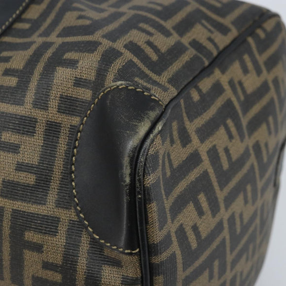 FENDI Zucca Canvas Boston Bag PVC Black Brown Auth BSZ548