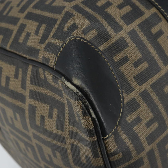 FENDI Zucca Canvas Boston Bag PVC Black Brown Auth BSZ548
