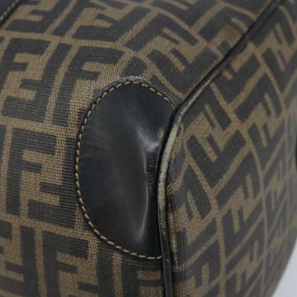 FENDI Zucca Canvas Boston Bag PVC Black Brown Auth BSZ548