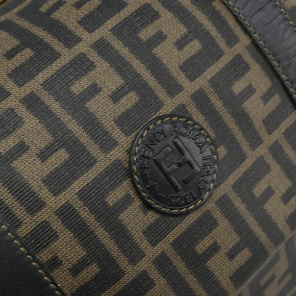FENDI Zucca Canvas Boston Bag PVC Black Brown Auth BSZ548