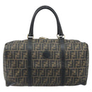 FENDI Zucca Canvas Boston Bag PVC Black Brown Auth BSZ548-13