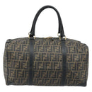 FENDI Zucca Canvas Boston Bag PVC Black Brown Auth BSZ548-2