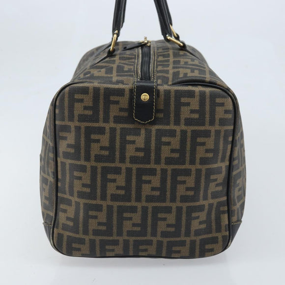 FENDI Zucca Canvas Boston Bag PVC Black Brown Auth BSZ548