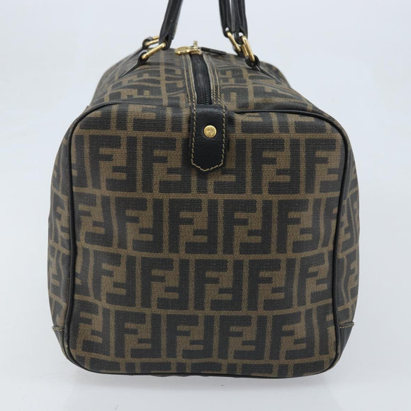 FENDI Zucca Canvas Boston Bag PVC Black Brown Auth BSZ548