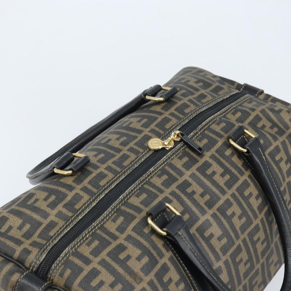 FENDI Zucca Canvas Boston Bag PVC Black Brown Auth BSZ548