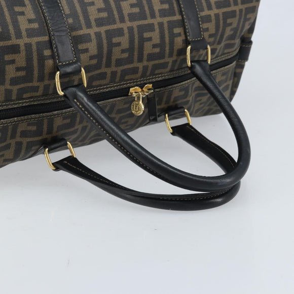 FENDI Zucca Canvas Boston Bag PVC Black Brown Auth BSZ548