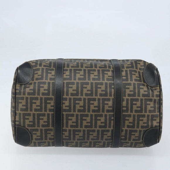 FENDI Zucca Canvas Boston Bag PVC Black Brown Auth BSZ548