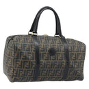FENDI Zucca Canvas Boston Bag PVC Black Brown Auth BSZ549-1