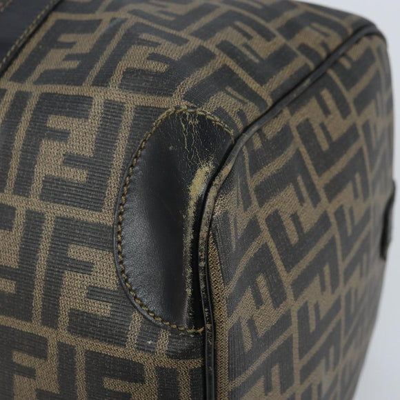 FENDI Zucca Canvas Boston Bag PVC Black Brown Auth BSZ549