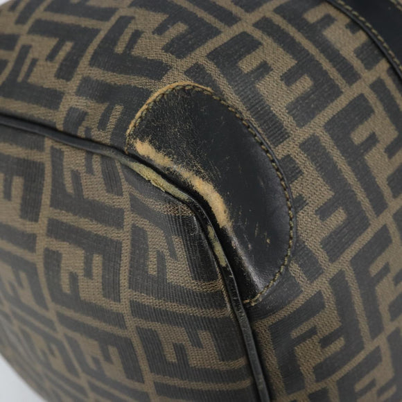 FENDI Zucca Canvas Boston Bag PVC Black Brown Auth BSZ549