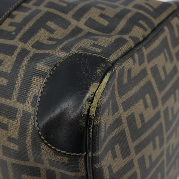 FENDI Zucca Canvas Boston Bag PVC Black Brown Auth BSZ549