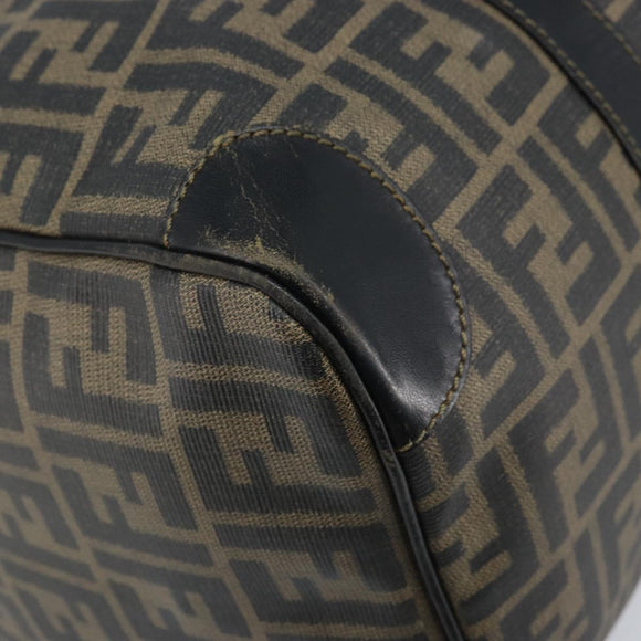 FENDI Zucca Canvas Boston Bag PVC Black Brown Auth BSZ549