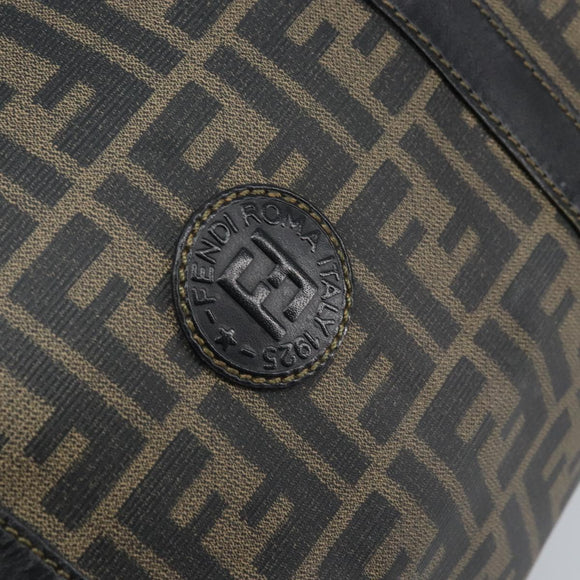 FENDI Zucca Canvas Boston Bag PVC Black Brown Auth BSZ549