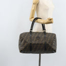 FENDI Zucca Canvas Boston Bag PVC Black Brown Auth BSZ549-22