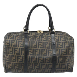 FENDI Zucca Canvas Boston Bag PVC Black Brown Auth BSZ549 - 0