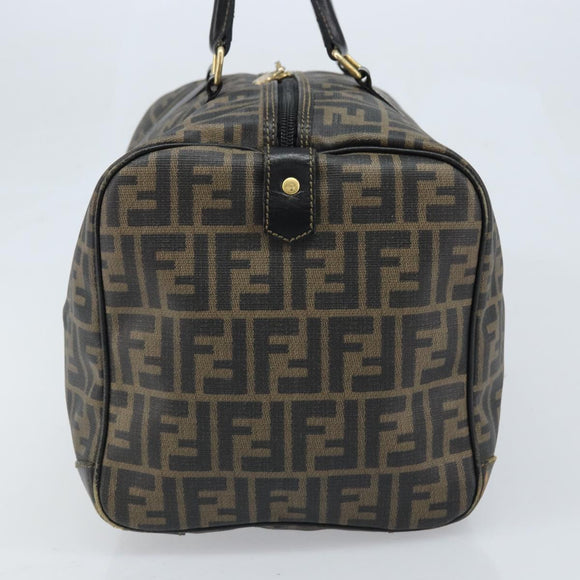 FENDI Zucca Canvas Boston Bag PVC Black Brown Auth BSZ549