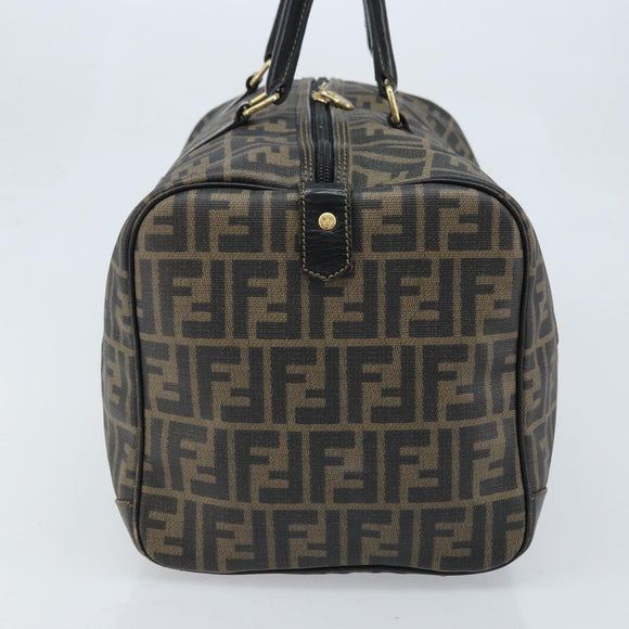 FENDI Zucca Canvas Boston Bag PVC Black Brown Auth BSZ549
