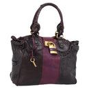 Chloe Paddington Hand Bag Leather Bordeaux Gold Silver Auth BSZ550-1