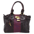 Chloe Paddington Hand Bag Leather Bordeaux Gold Silver Auth BSZ550-2
