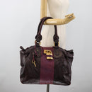 Chloe Paddington Hand Bag Leather Bordeaux Gold Silver Auth BSZ550-28