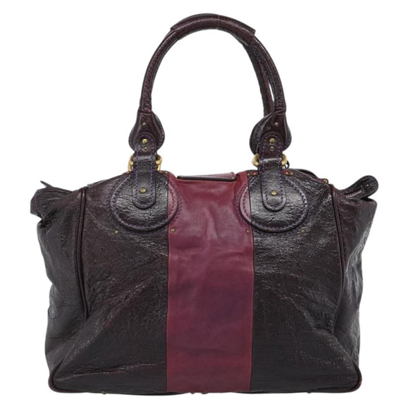 Chloe Paddington Hand Bag Leather Bordeaux Gold Silver Auth BSZ550