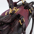 Chloe Paddington Hand Bag Leather Bordeaux Gold Silver Auth BSZ550-6