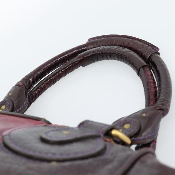 Chloe Paddington Hand Bag Leather Bordeaux Gold Silver Auth BSZ550